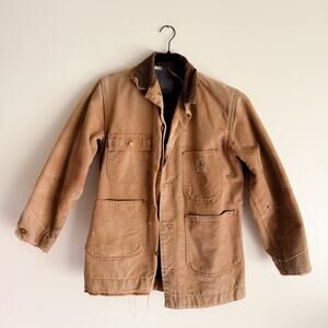 Carhartt Duck Canvas Tan - Brown Chore Coat Barn Jacket - Size 36